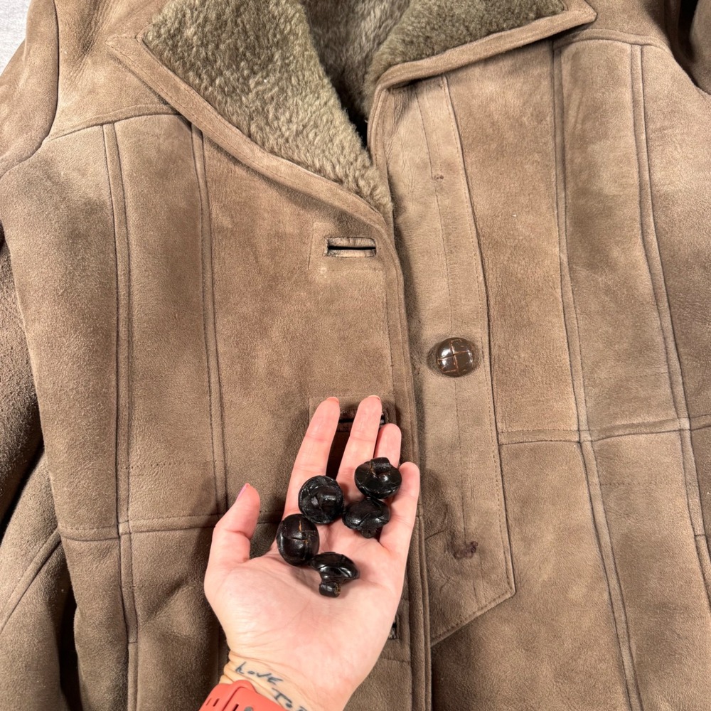 Oakleaf Leatherwear Jacket Women 38 Brown Suede Penny Lane Boho Shearling Coat - Picture 5 of 14